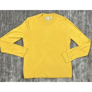 Kim Rogers Sweater Womens M Yellow Cashmalon Crewneck Long Sleeve Fine Knit Soft